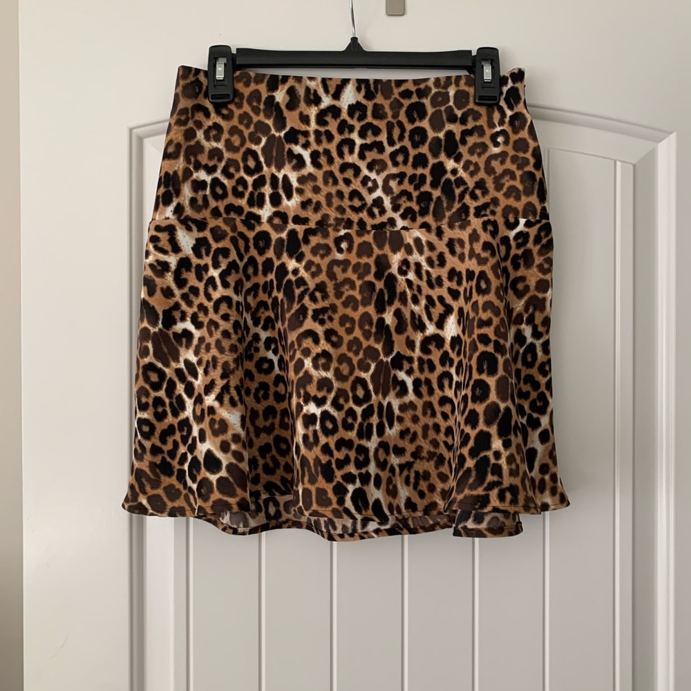 Express leopard mini skirt.